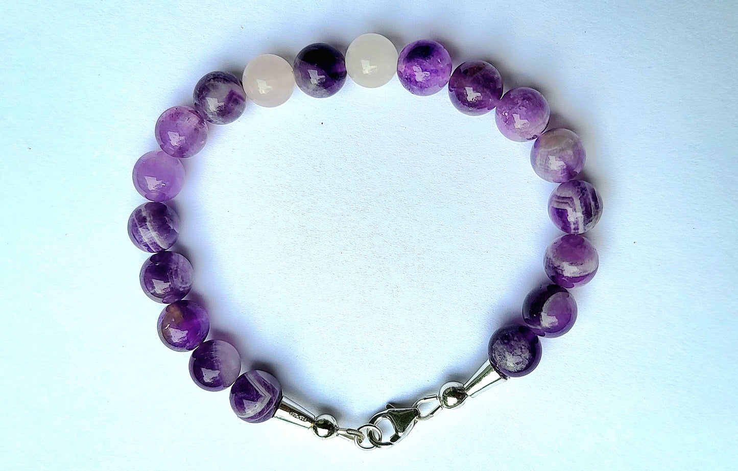 Amethyst, Rose Quartz & Sterling Silver Bracelet
