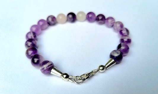 Amethyst, Rose Quartz & Sterling Silver Bracelet