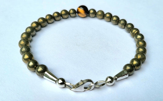 Pyrite, Tiger's Eye & Sterling Silver Bracelet